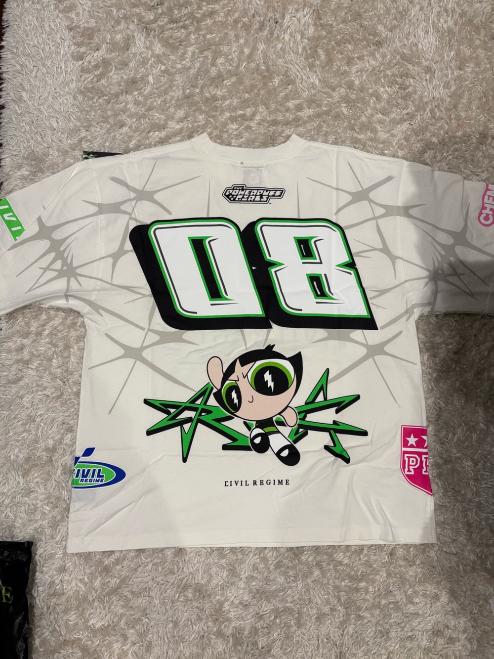 Live Regime Women's White Short Sleeve Tee with Green Graphic